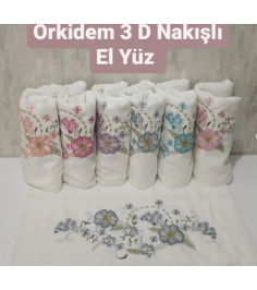 Sungur Ceyiz Orkidem 3 D Nakışlı El Yüz 6 Adet