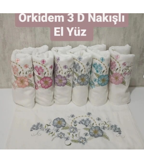 Sungur Ceyiz Orkidem 3 D Nakışlı El Yüz 6 Adet